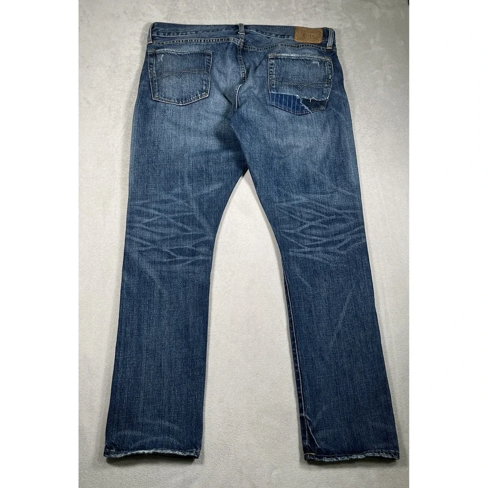 Polo Ralph Lauren Sullivan Slim Jeans Men's 36x32 Button Fly Distressed Patched
